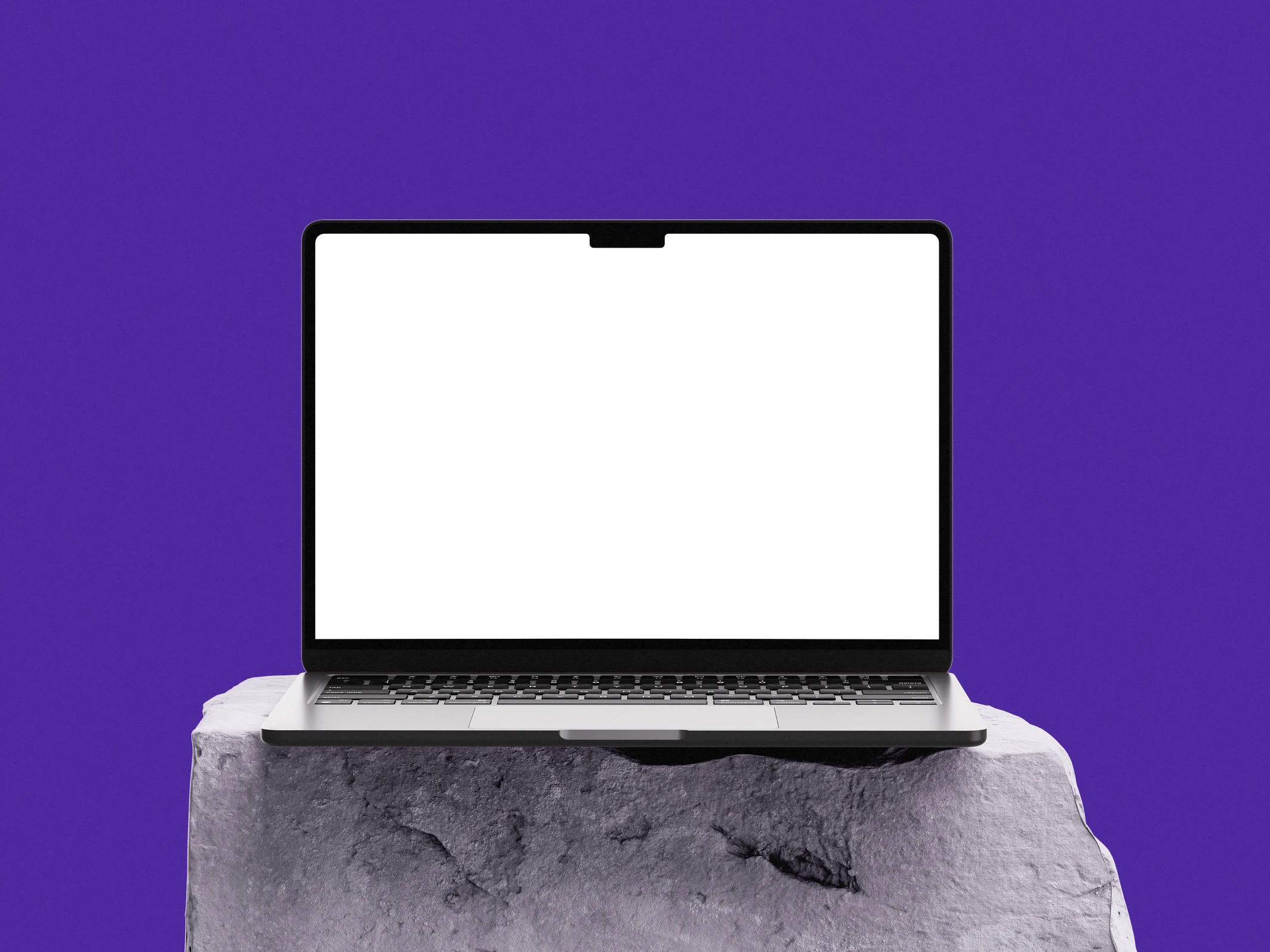Purple key visual with a laptop showing a Czech landing page and a white DH monogram