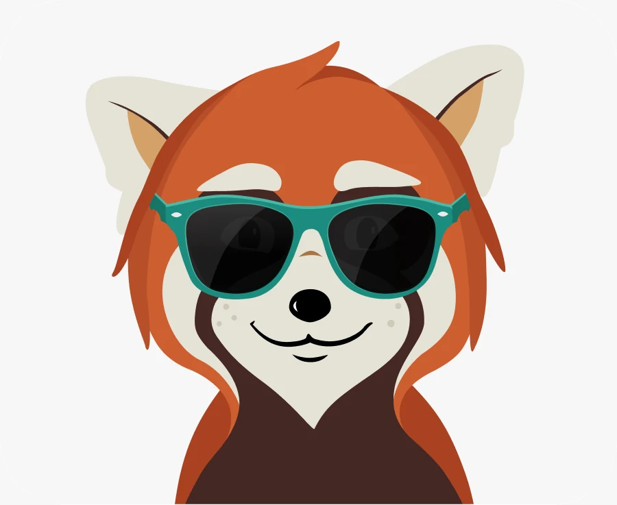 Red panda mascot illustration wearing sunglasses